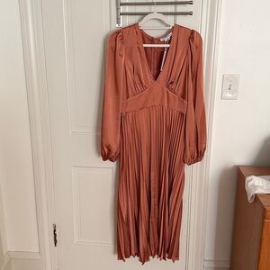 Baltic Born Terracotta Pleated Midi Dress